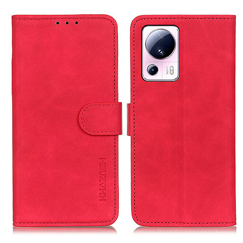 Custodia Portafoglio In Pelle Cover con Supporto K03Z per Xiaomi Mi 13 Lite 5G Rosso