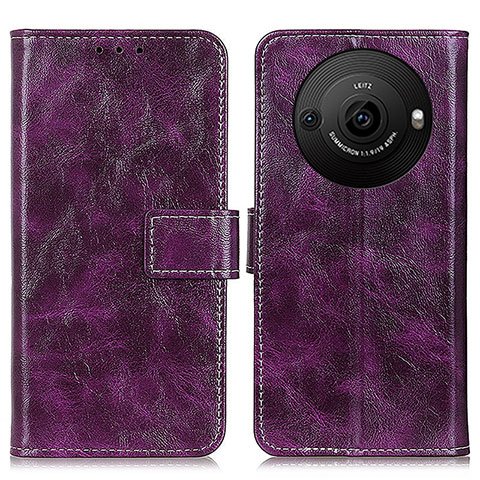 Custodia Portafoglio In Pelle Cover con Supporto K04Z per Sharp Aquos R8s Pro Viola