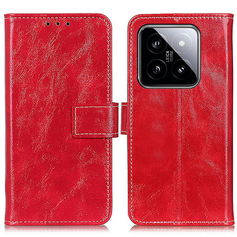 Custodia Portafoglio In Pelle Cover con Supporto K04Z per Xiaomi Mi 14 Pro 5G Rosso