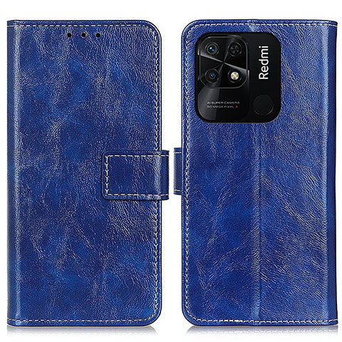 Custodia Portafoglio In Pelle Cover con Supporto K04Z per Xiaomi Redmi 10 India Blu