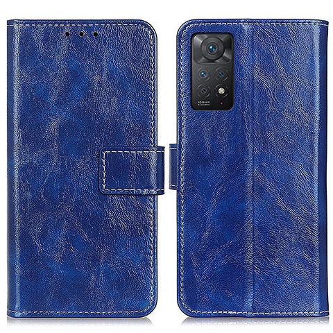 Custodia Portafoglio In Pelle Cover con Supporto K04Z per Xiaomi Redmi Note 11 Pro 4G Blu