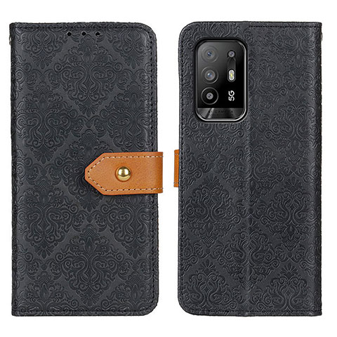 Custodia Portafoglio In Pelle Cover con Supporto K05Z per Oppo F19 Pro+ Plus 5G Nero