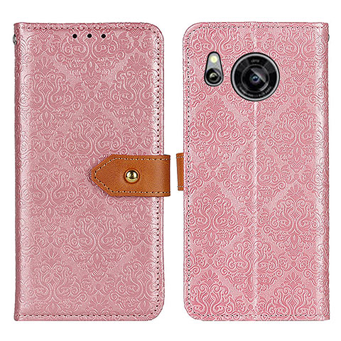 Custodia Portafoglio In Pelle Cover con Supporto K05Z per Sharp Aquos Sense7 Rosa
