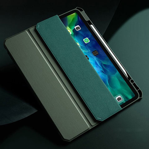Custodia Portafoglio In Pelle Cover con Supporto L01 per Apple iPad Air 10.9 (2020) Verde Notte