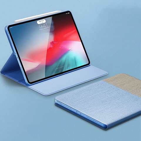 Custodia Portafoglio In Pelle Cover con Supporto L01 per Apple iPad Pro 11 (2018) Cielo Blu