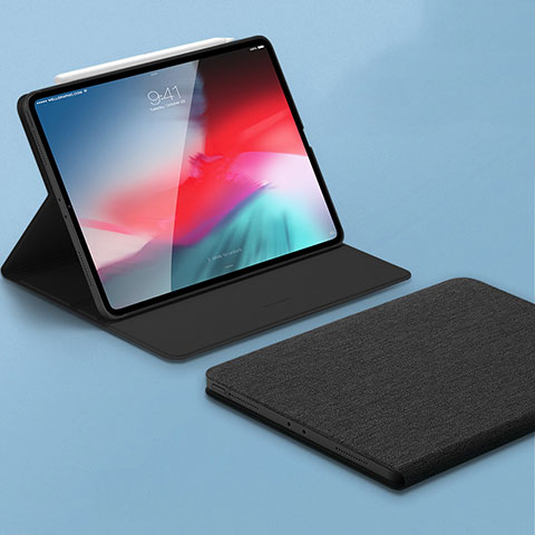 Custodia Portafoglio In Pelle Cover con Supporto L01 per Apple iPad Pro 11 (2018) Nero