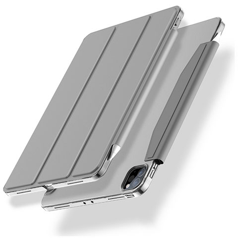 Custodia Portafoglio In Pelle Cover con Supporto L01 per Apple iPad Pro 11 (2022) Argento
