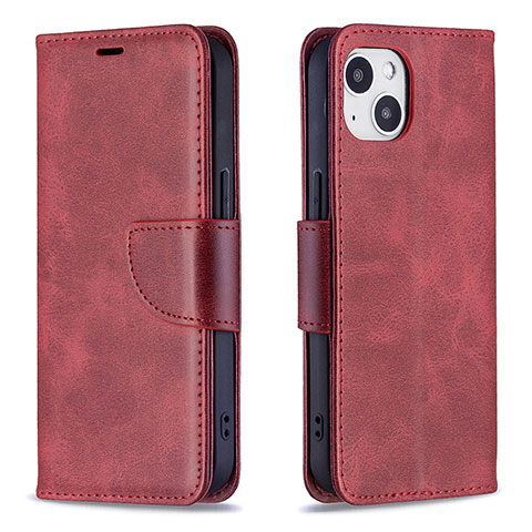 Custodia Portafoglio In Pelle Cover con Supporto L01 per Apple iPhone 13 Mini Rosso