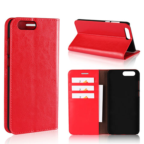 Custodia Portafoglio In Pelle Cover con Supporto L01 per Asus Zenfone 4 ZE554KL Rosso