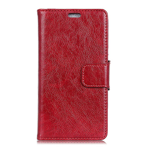 Custodia Portafoglio In Pelle Cover con Supporto L01 per Asus Zenfone 5 Lite ZC600KL Rosso