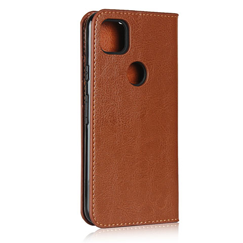 Custodia Portafoglio In Pelle Cover con Supporto L01 per Google Pixel 4a Marrone Chiaro