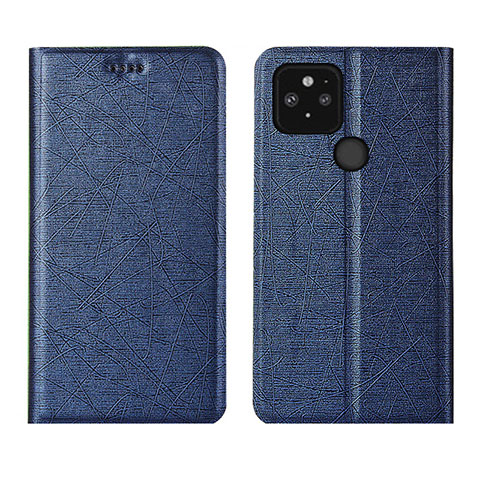 Custodia Portafoglio In Pelle Cover con Supporto L01 per Google Pixel 5 Blu