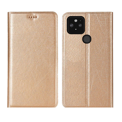 Custodia Portafoglio In Pelle Cover con Supporto L01 per Google Pixel 5 Oro