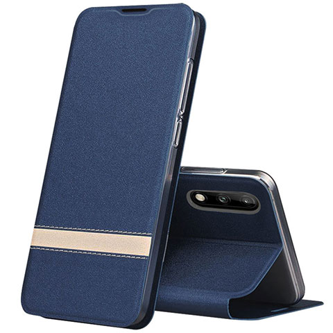 Custodia Portafoglio In Pelle Cover con Supporto L01 per Huawei Enjoy 10 Blu