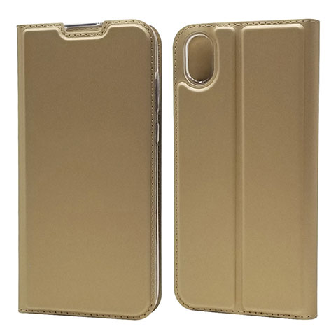 Custodia Portafoglio In Pelle Cover con Supporto L01 per Huawei Enjoy 8S Oro