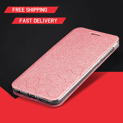 Custodia Portafoglio In Pelle Cover con Supporto L01 per Huawei Enjoy 9 Plus Oro Rosa