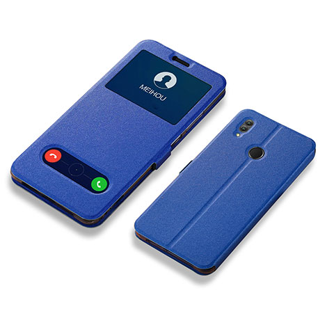 Custodia Portafoglio In Pelle Cover con Supporto L01 per Huawei Honor 10 Lite Blu