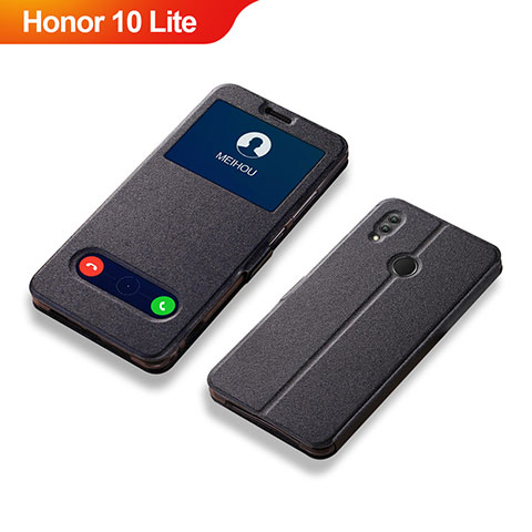 Custodia Portafoglio In Pelle Cover con Supporto L01 per Huawei Honor 10 Lite Nero