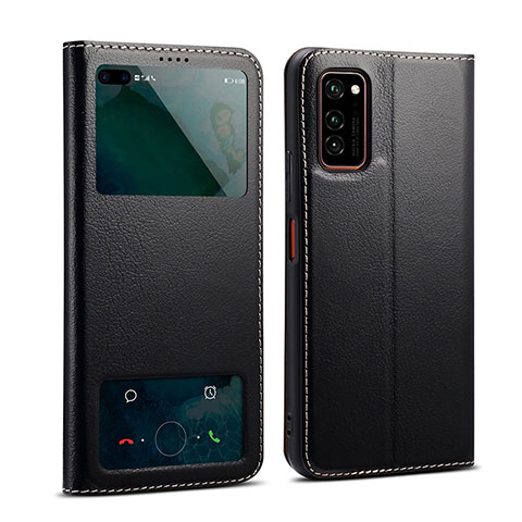 Custodia Portafoglio In Pelle Cover con Supporto L01 per Huawei Honor View 30 Pro 5G Nero