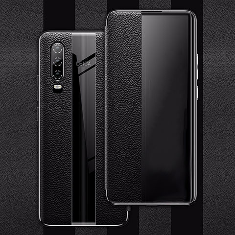 Custodia Portafoglio In Pelle Cover con Supporto L01 per Huawei P30 Nero