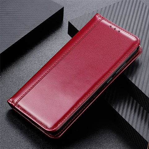 Custodia Portafoglio In Pelle Cover con Supporto L01 per Huawei Y5p Rosso Rosa
