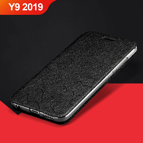 Custodia Portafoglio In Pelle Cover con Supporto L01 per Huawei Y9 (2019) Nero