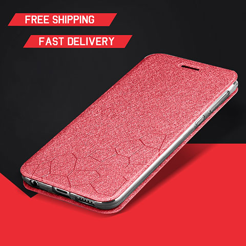 Custodia Portafoglio In Pelle Cover con Supporto L01 per Huawei Y9 (2019) Rosso