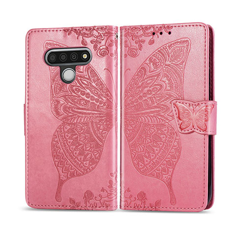 Custodia Portafoglio In Pelle Cover con Supporto L01 per LG Stylo 6 Rosa