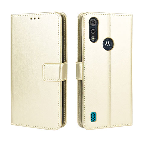 Custodia Portafoglio In Pelle Cover con Supporto L01 per Motorola Moto E6s (2020) Oro