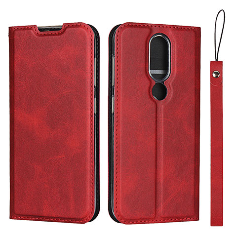 Custodia Portafoglio In Pelle Cover con Supporto L01 per Nokia 4.2 Rosso