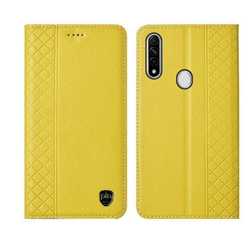 Custodia Portafoglio In Pelle Cover con Supporto L01 per Oppo A8 Giallo