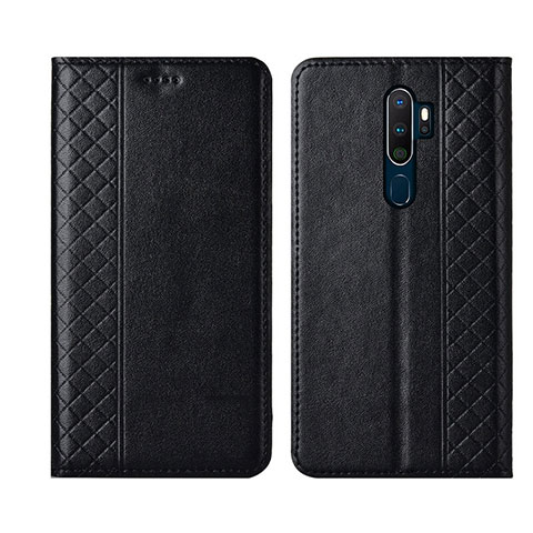 Custodia Portafoglio In Pelle Cover con Supporto L01 per Oppo A9 (2020) Nero