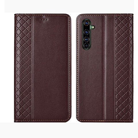 Custodia Portafoglio In Pelle Cover con Supporto L01 per Realme X50 Pro 5G Marrone