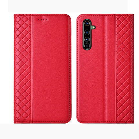 Custodia Portafoglio In Pelle Cover con Supporto L01 per Realme X50 Pro 5G Rosso