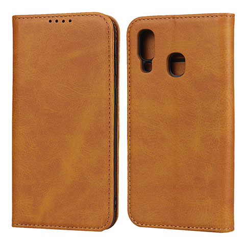 Custodia Portafoglio In Pelle Cover con Supporto L01 per Samsung Galaxy A40 Arancione