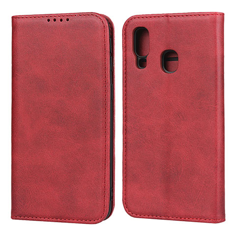 Custodia Portafoglio In Pelle Cover con Supporto L01 per Samsung Galaxy A40 Rosso