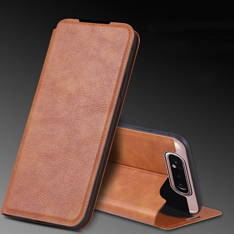 Custodia Portafoglio In Pelle Cover con Supporto L01 per Samsung Galaxy A80 Arancione