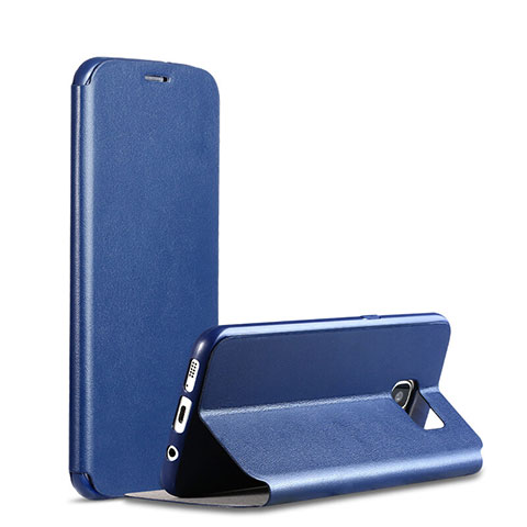Custodia Portafoglio In Pelle Cover con Supporto L01 per Samsung Galaxy S7 Edge G935F Blu