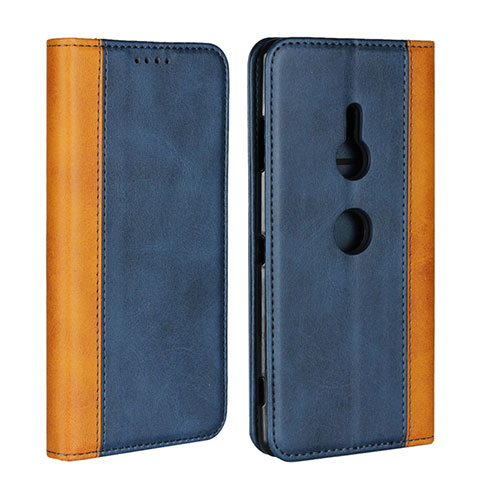 Custodia Portafoglio In Pelle Cover con Supporto L01 per Sony Xperia XZ3 Blu