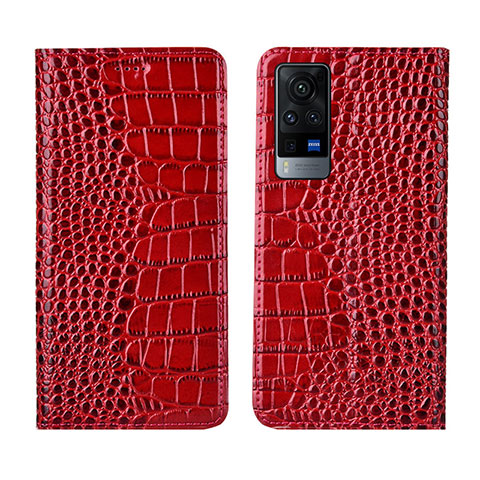Custodia Portafoglio In Pelle Cover con Supporto L01 per Vivo X60 5G Rosso