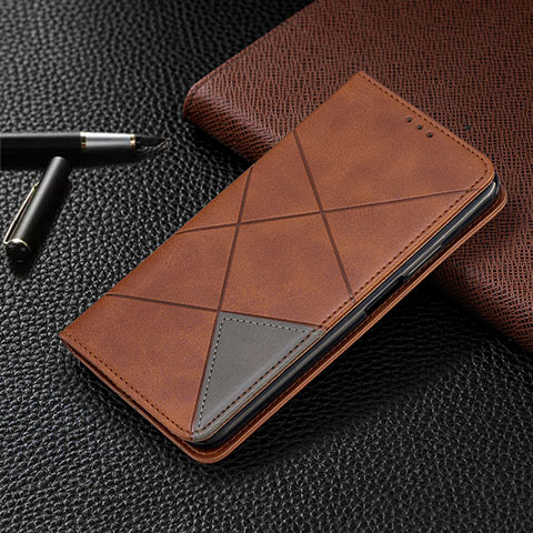 Custodia Portafoglio In Pelle Cover con Supporto L01 per Xiaomi Mi 10 Ultra Marrone