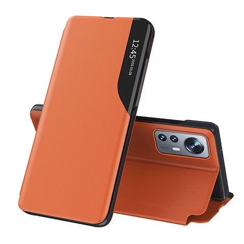 Custodia Portafoglio In Pelle Cover con Supporto L01 per Xiaomi Mi 12 Pro 5G Arancione