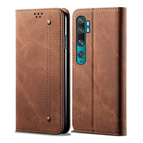 Custodia Portafoglio In Pelle Cover con Supporto L01 per Xiaomi Mi Note 10 Marrone