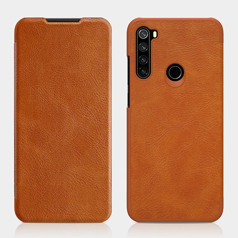 Custodia Portafoglio In Pelle Cover con Supporto L01 per Xiaomi Redmi Note 8 (2021) Marrone