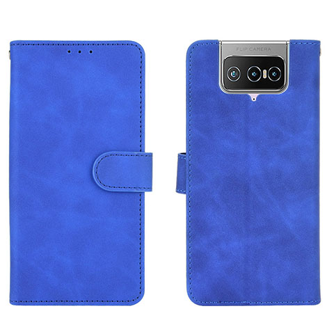 Custodia Portafoglio In Pelle Cover con Supporto L01Z per Asus ZenFone 8 Flip ZS672KS Blu