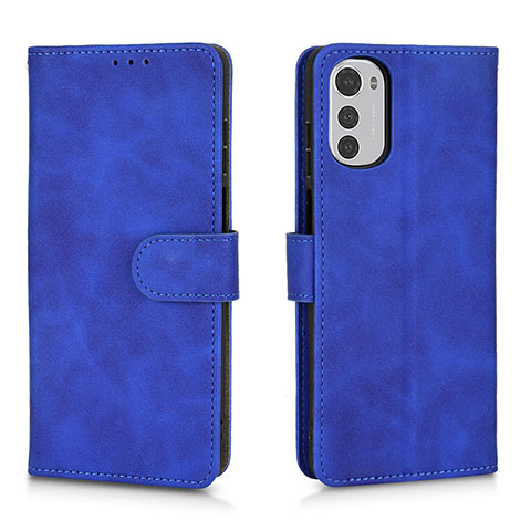 Custodia Portafoglio In Pelle Cover con Supporto L01Z per Motorola Moto E32s Blu
