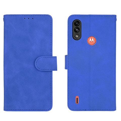 Custodia Portafoglio In Pelle Cover con Supporto L01Z per Motorola Moto E7 Power Blu