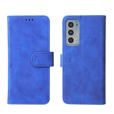 Custodia Portafoglio In Pelle Cover con Supporto L01Z per Motorola Moto Edge Lite 5G Blu