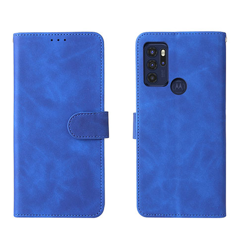 Custodia Portafoglio In Pelle Cover con Supporto L01Z per Motorola Moto G60s Blu