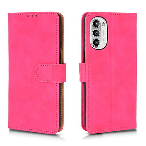 Custodia Portafoglio In Pelle Cover con Supporto L01Z per Motorola Moto G82 5G Rosa Caldo